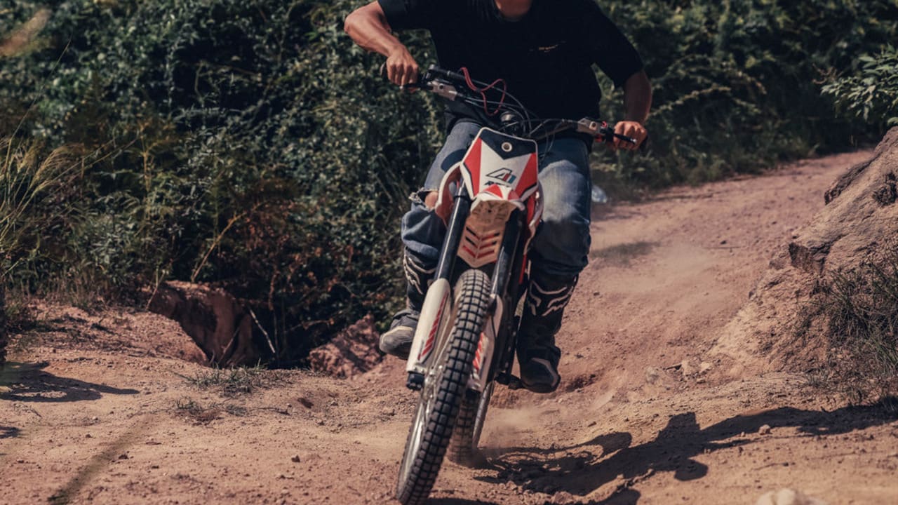 riding electric dirt bike