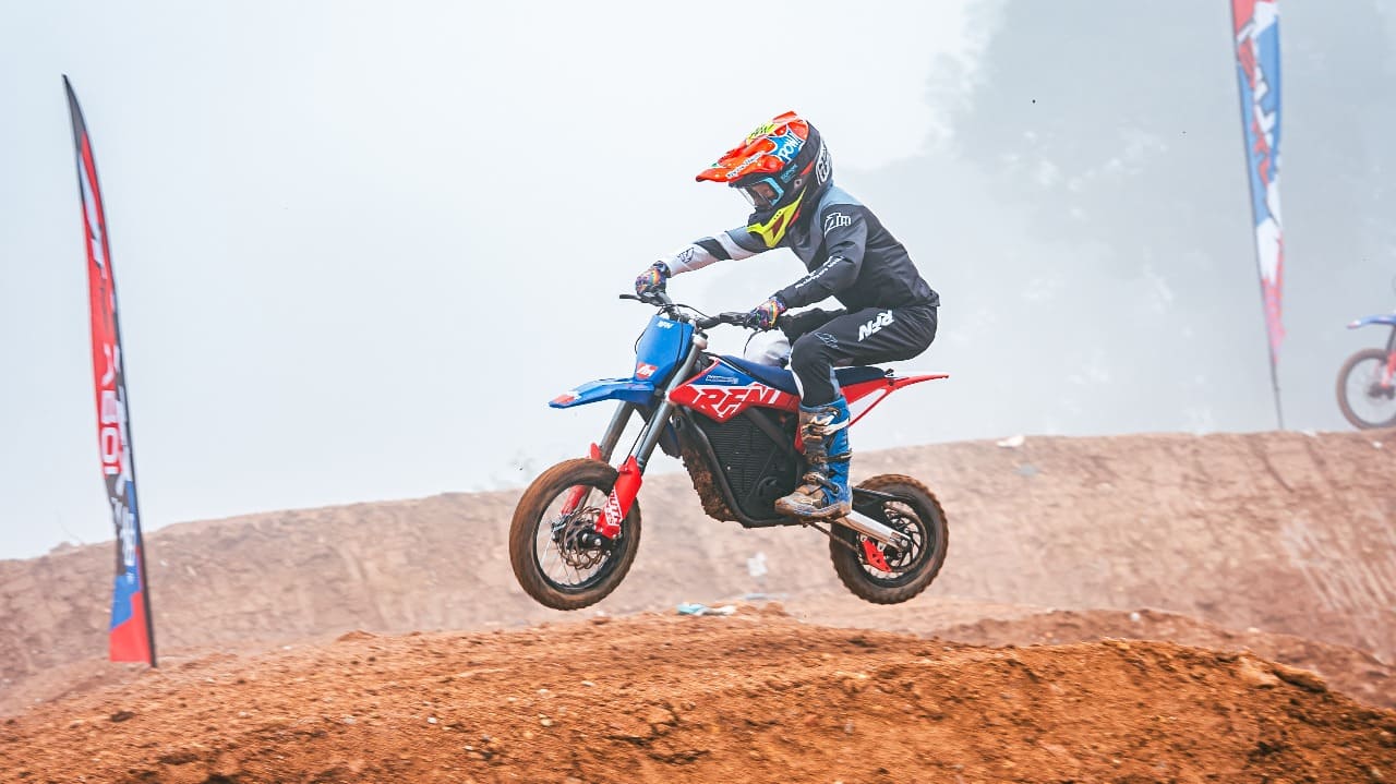 Young kid dirt bike rider in Youth motocross racing