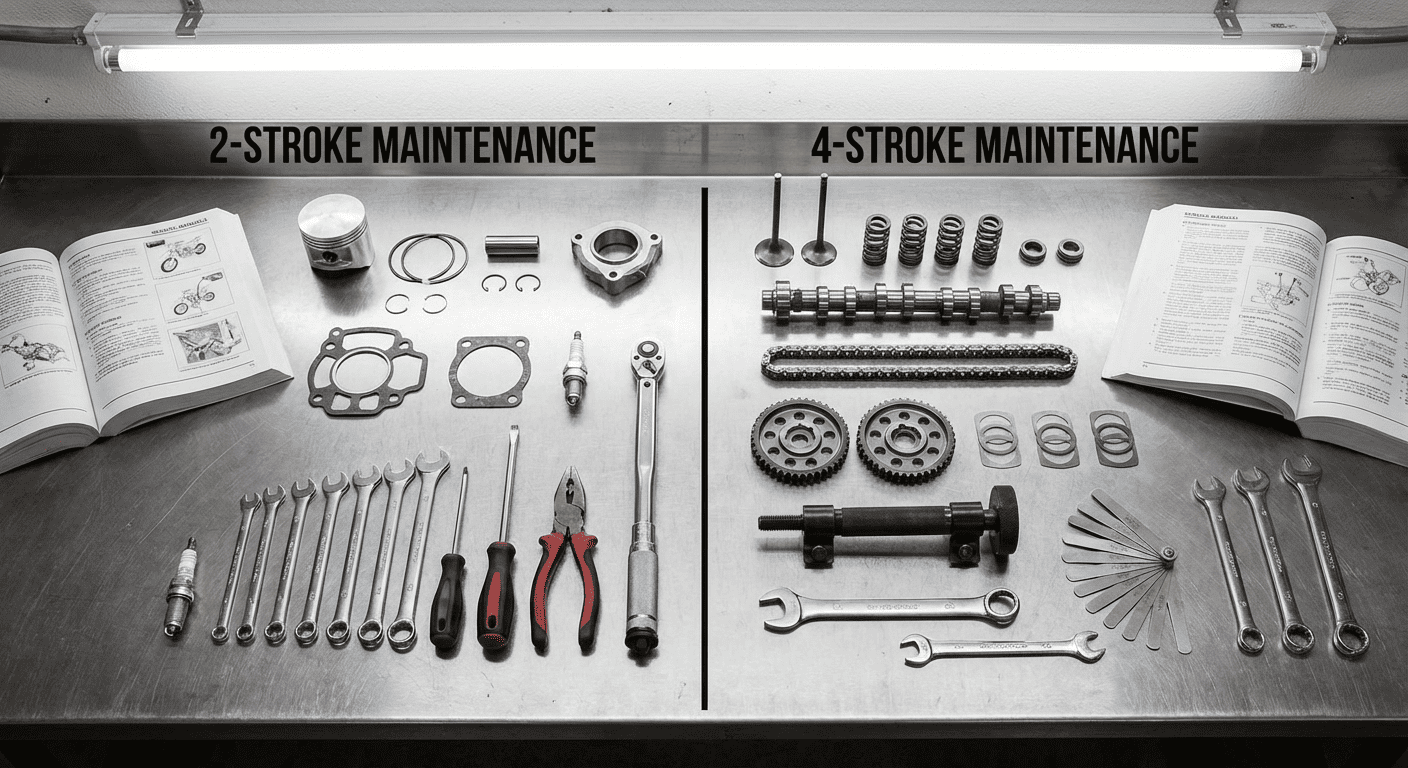 2-stroke vs 4-stroke dirt bike maintenance parts and repair complexity comparison